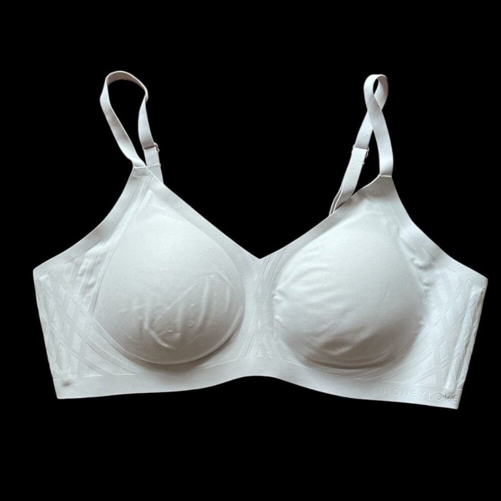 NWOT Honeylove Crossover Bra 38B/C White Adjustable Straps Hook & Eye Closure Co
